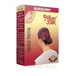 Хна для волос темно-красная Мун Стар, упаковка 6 шт, производитель Изук Импекс; Herbal Henna Moon Star Burgundy, 6 pcs, Izuk Impex